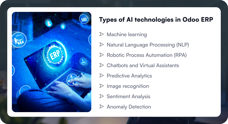 Types of AI technologies in Odoo ERP