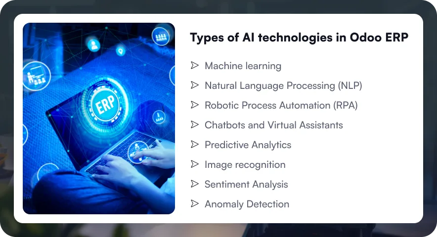 Types of AI technologies in Odoo ERP